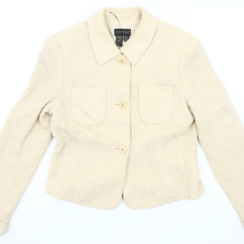 Episode Women’s Ivory Bouclé Blazer, Size 12, Tuxedo Style
