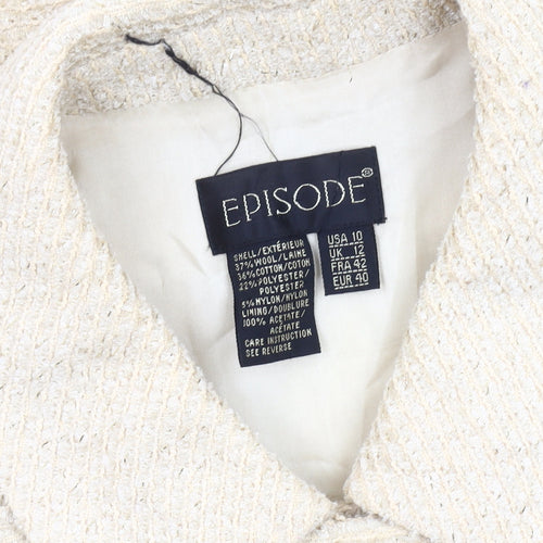 Episode Women’s Ivory Bouclé Blazer, Size 12, Tuxedo Style