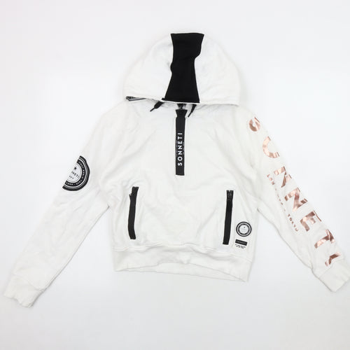 Sonneti Girls White Hoodie 12-13 Years with Zip Pockets