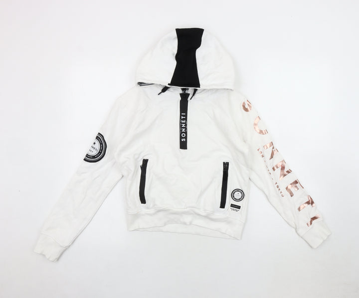 Sonneti Girls White Hoodie 12-13 Years with Zip Pockets