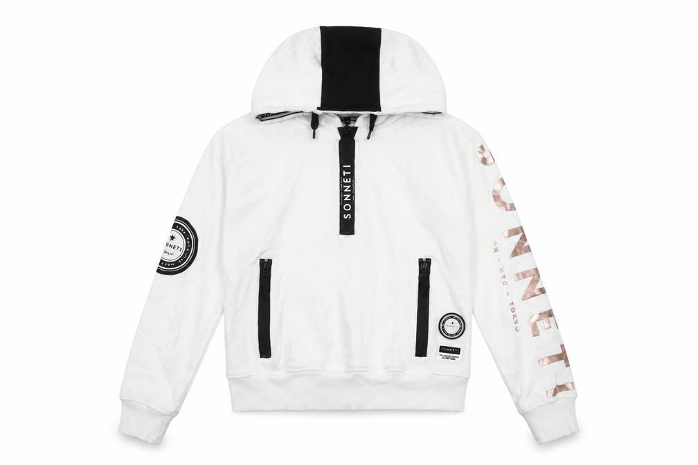 Sonneti Girls White Hoodie 12-13 Years with Zip Pockets