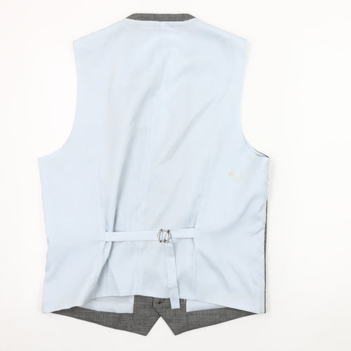 Moss London Men's Grey Check Waistcoat Size 42L Formal