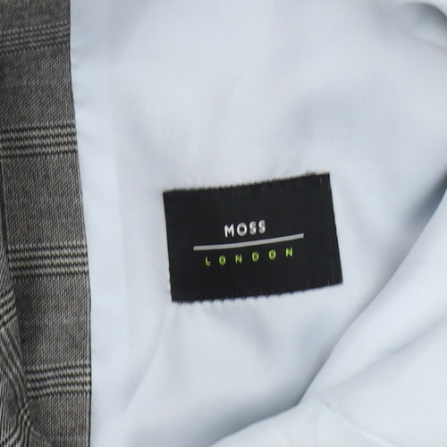 Moss London Men's Grey Check Waistcoat Size 42L Formal