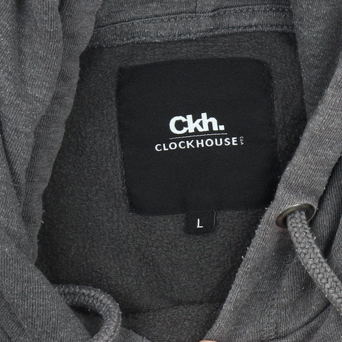 Clockhouse Men's Grey Graphic Hoodie Size L