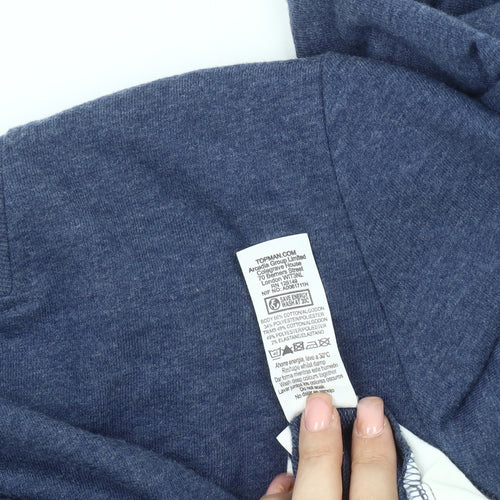 Topman Men's Blue Henley Sweatshirt, Size L