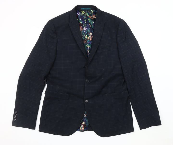 Next Men's Blue Slim Fit Check Blazer 42L