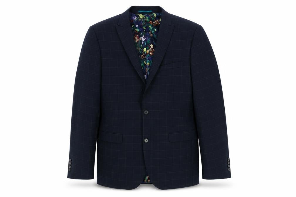 Next Men's Blue Slim Fit Check Blazer 42L