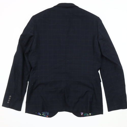 Next Men's Blue Slim Fit Check Blazer 42L