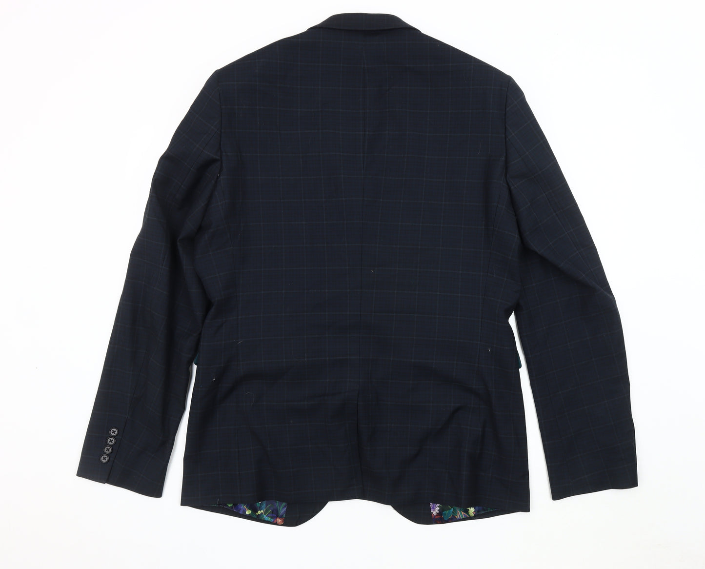 Next Men's Blue Slim Fit Check Blazer 42L