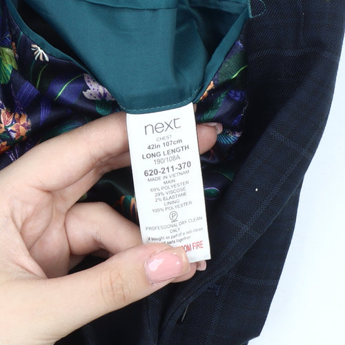 Next Men's Blue Slim Fit Check Blazer 42L