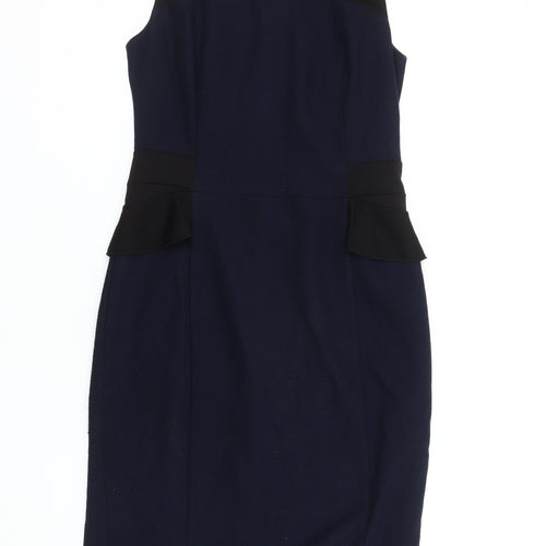 Oasis Women's Size 10 Black Blue Peplum Dress