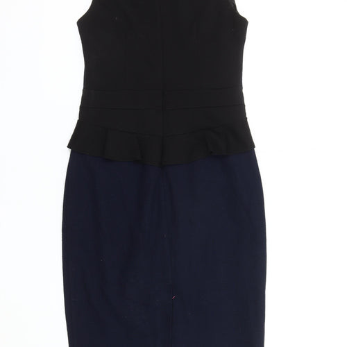 Oasis Women's Size 10 Black Blue Peplum Dress