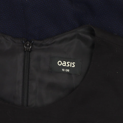 Oasis Women's Size 10 Black Blue Peplum Dress