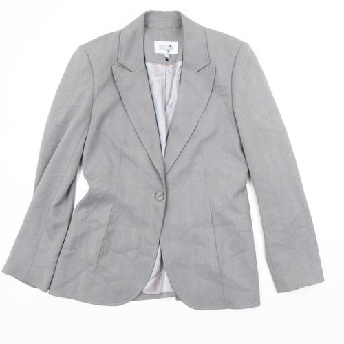 Next Women's Grey Single-Breasted Blazer Size 10
