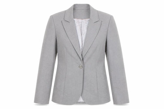Front view of Next Women's Grey Single-Breasted Blazer, size 10