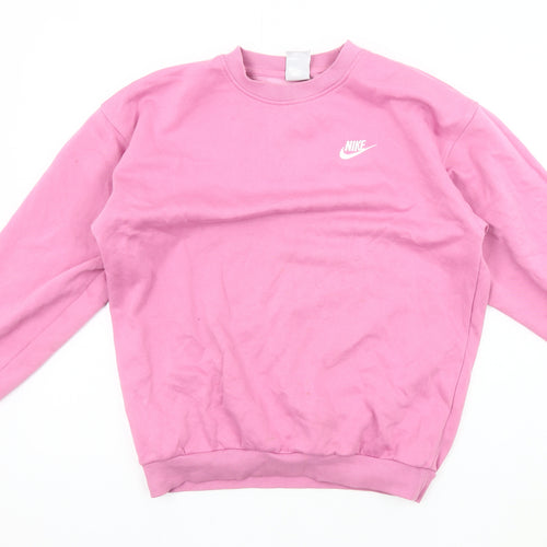 Nike Girls Pink Pullover Sweatshirt Size L - Logo, Casual