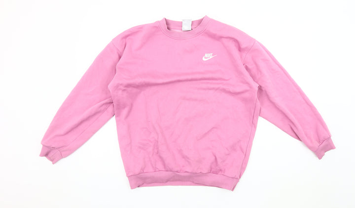 Nike Girls Pink Pullover Sweatshirt Size L - Logo, Casual
