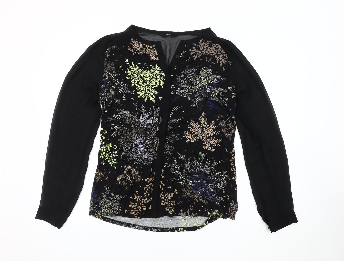 Next Women's Black Floral Long Sleeve Top, Size 14