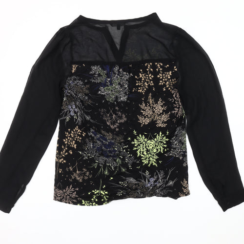Next Women's Black Floral Long Sleeve Top, Size 14