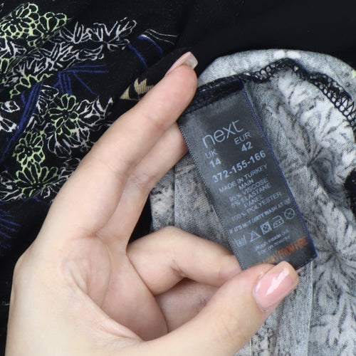 Next Women's Black Floral Long Sleeve Top, Size 14