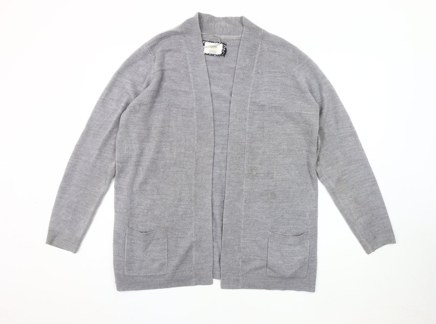 Maine New England Women's Grey Open Front Cardigan Size 18