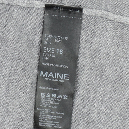 Maine New England Women's Grey Open Front Cardigan Size 18