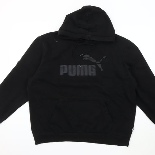 Puma Men's Black Graphic Hoodie, Size L, Pullover