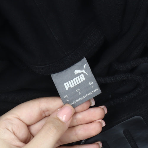 Puma Men's Black Graphic Hoodie, Size L, Pullover