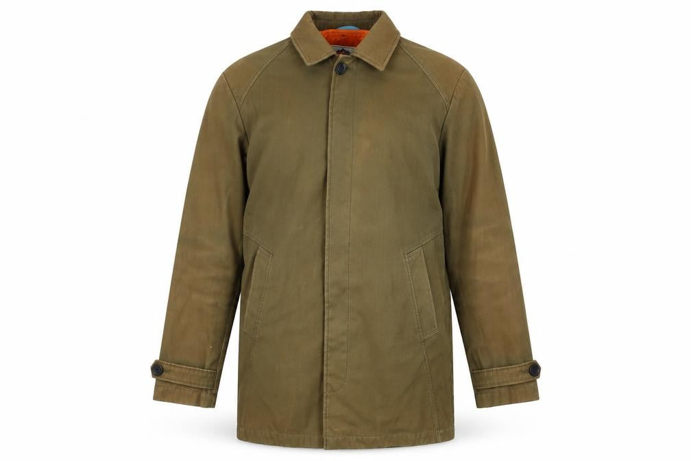Luc Brevet Men's Green Cotton Mid-Length Coat M