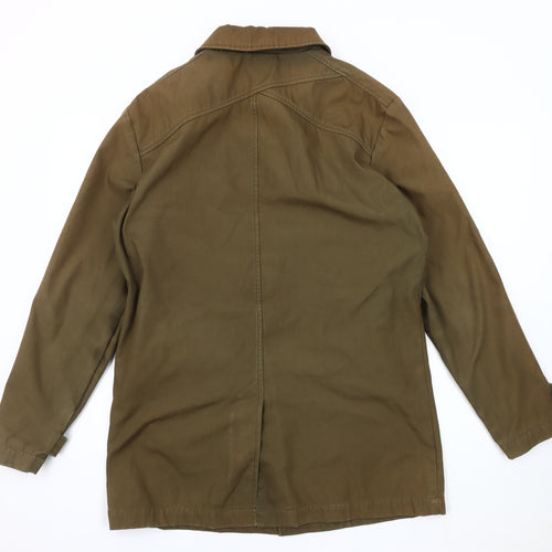 Luc Brevet Men's Green Cotton Mid-Length Coat M