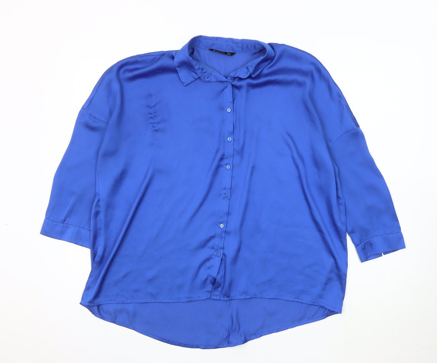 Stradivarius Women's Blue Relaxed Button-Up Shirt S