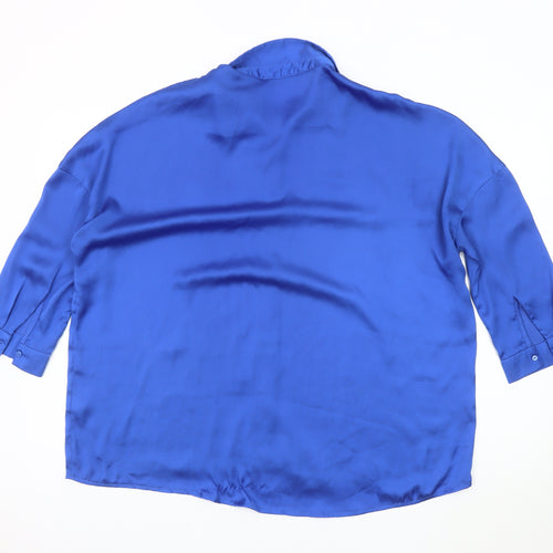 Stradivarius Women's Blue Relaxed Button-Up Shirt S