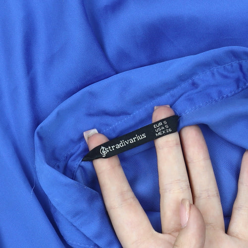 Stradivarius Women's Blue Relaxed Button-Up Shirt S