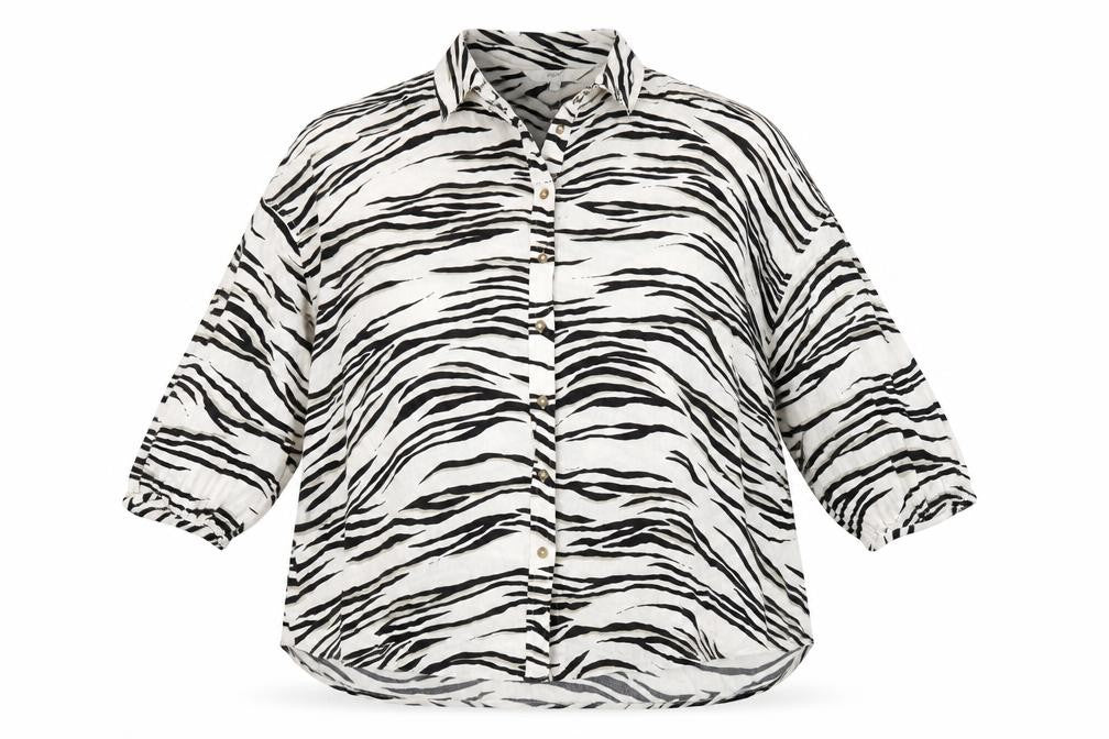 Front view of Next Women's Multicoloured Animal Print Button-Up Shirt