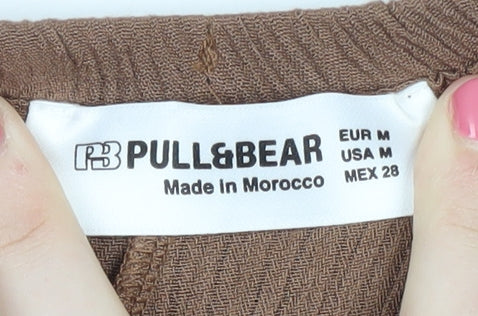 Pull&Bear Women's Brown Ruffle Skort, Size 12, Casual Summer