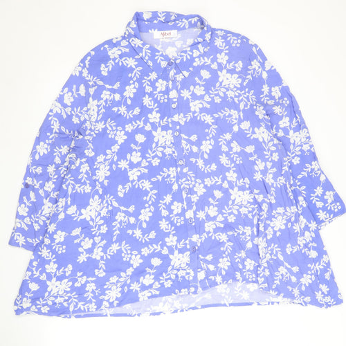 Afibel Women's Blue Floral Button-Up Shirt Size 22