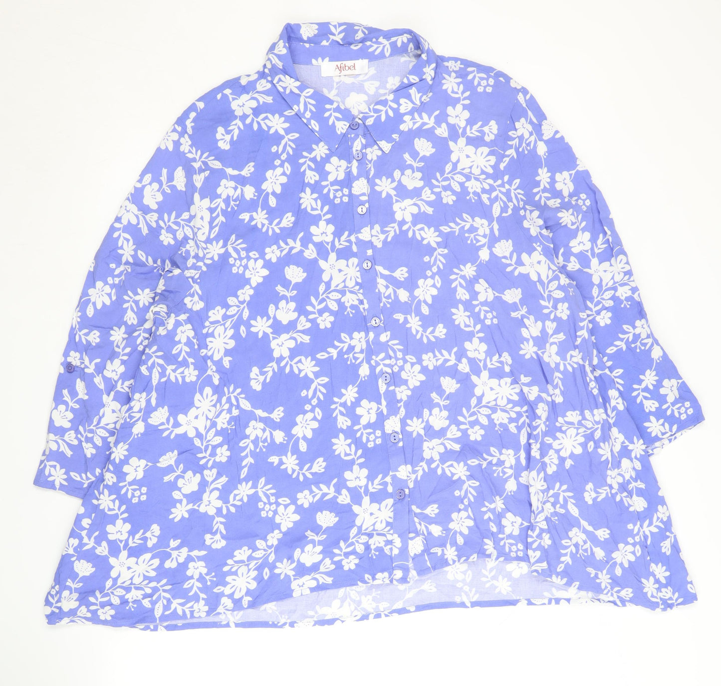 Afibel Women's Blue Floral Button-Up Shirt Size 22