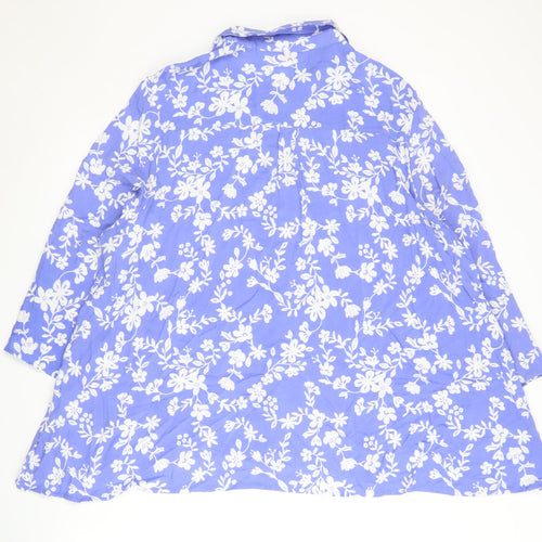 Afibel Women's Blue Floral Button-Up Shirt Size 22