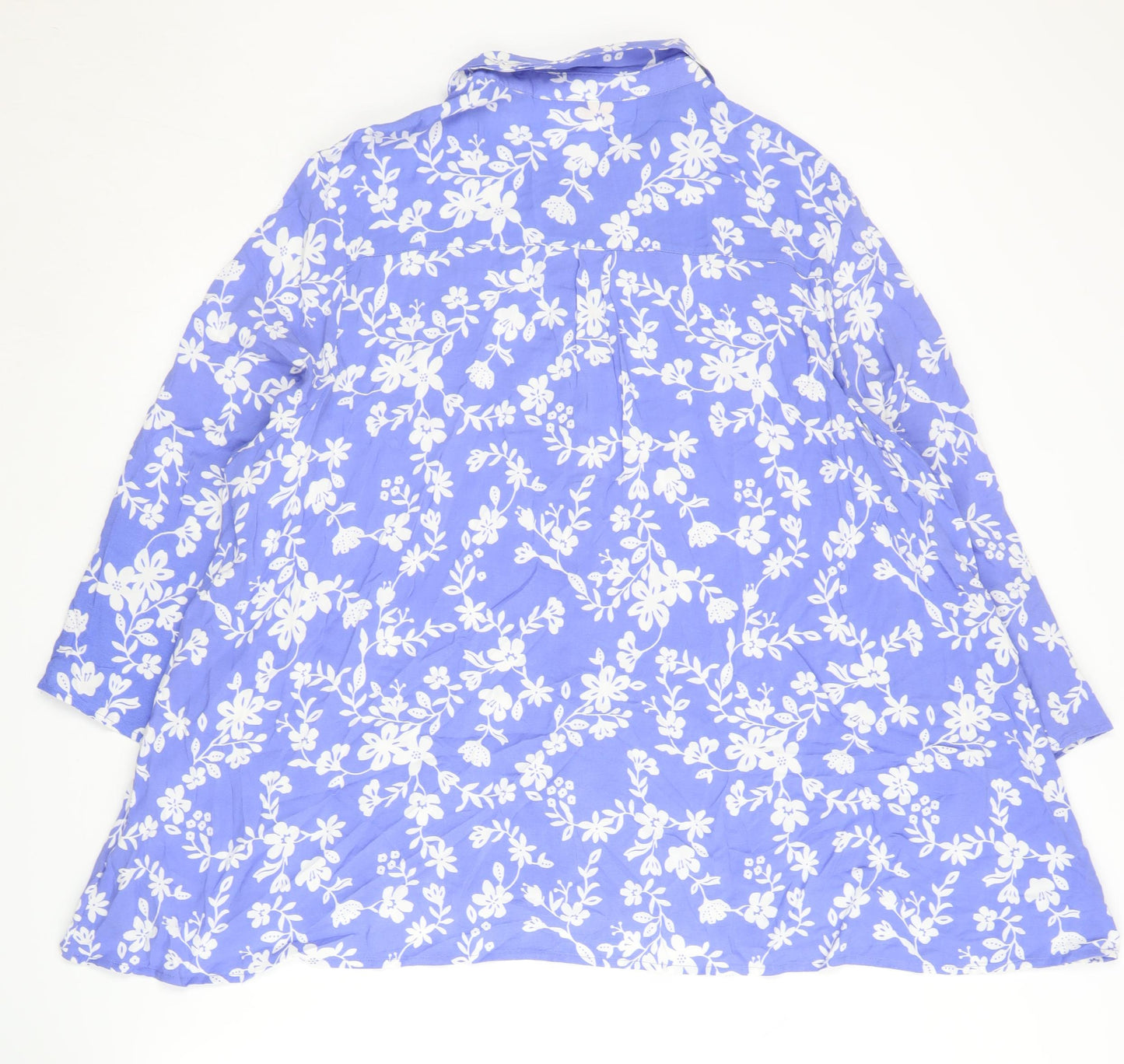 Afibel Women's Blue Floral Button-Up Shirt Size 22