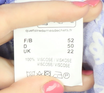 Afibel Women's Blue Floral Button-Up Shirt Size 22