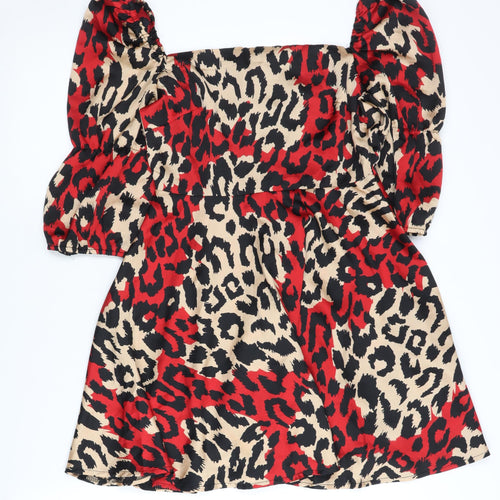 Outrageous Fortune Women's Red Animal Print A-Line Dress