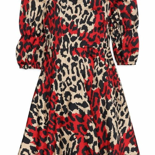 Outrageous Fortune Women's Red Animal Print A-Line Dress