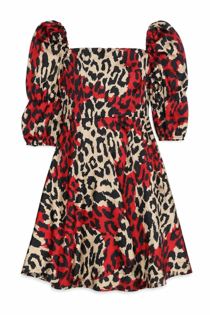 Outrageous Fortune Women's Red Animal Print A-Line Dress