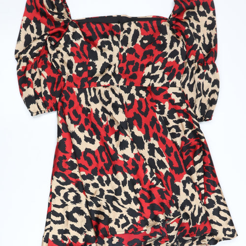 Outrageous Fortune Women's Red Animal Print A-Line Dress