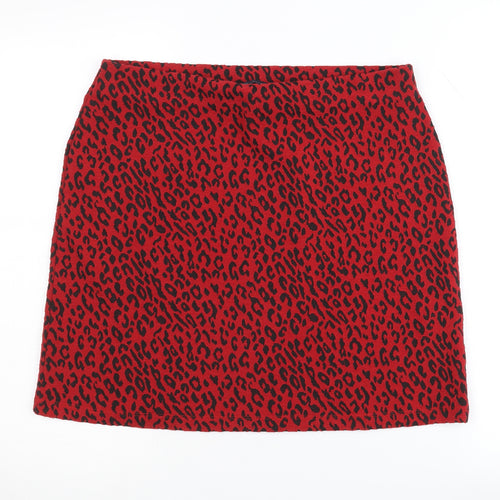 Marks and Spencer Women's Red Animal Print Skirt - Size 12