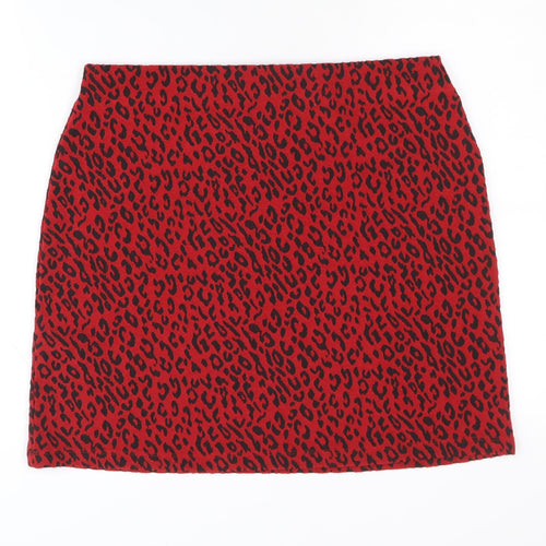 Marks and Spencer Women's Red Animal Print Skirt - Size 12