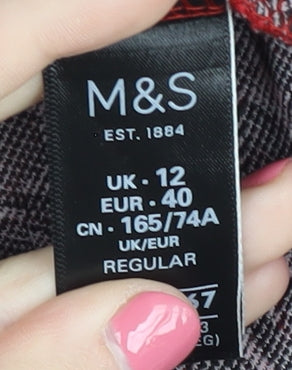 Marks and Spencer Women's Red Animal Print Skirt - Size 12