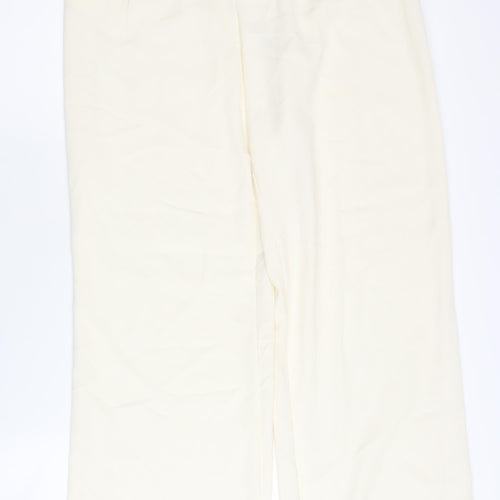 Zara Women's Ivory Wide-Leg Trousers S Casual