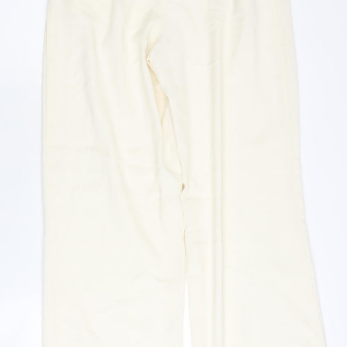 Zara Women's Ivory Wide-Leg Trousers S Casual