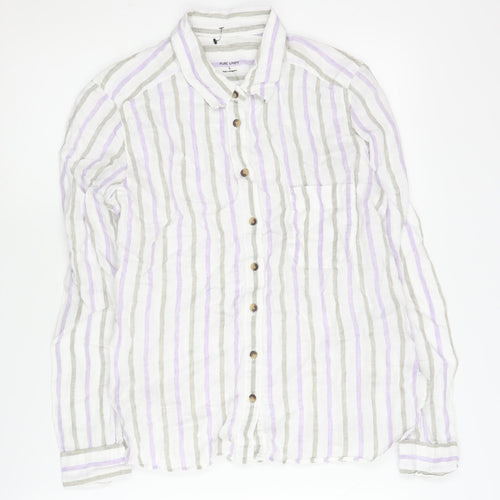 Marks and Spencer Women's Multicoloured Stripe Button-Up Shirt, Size 8